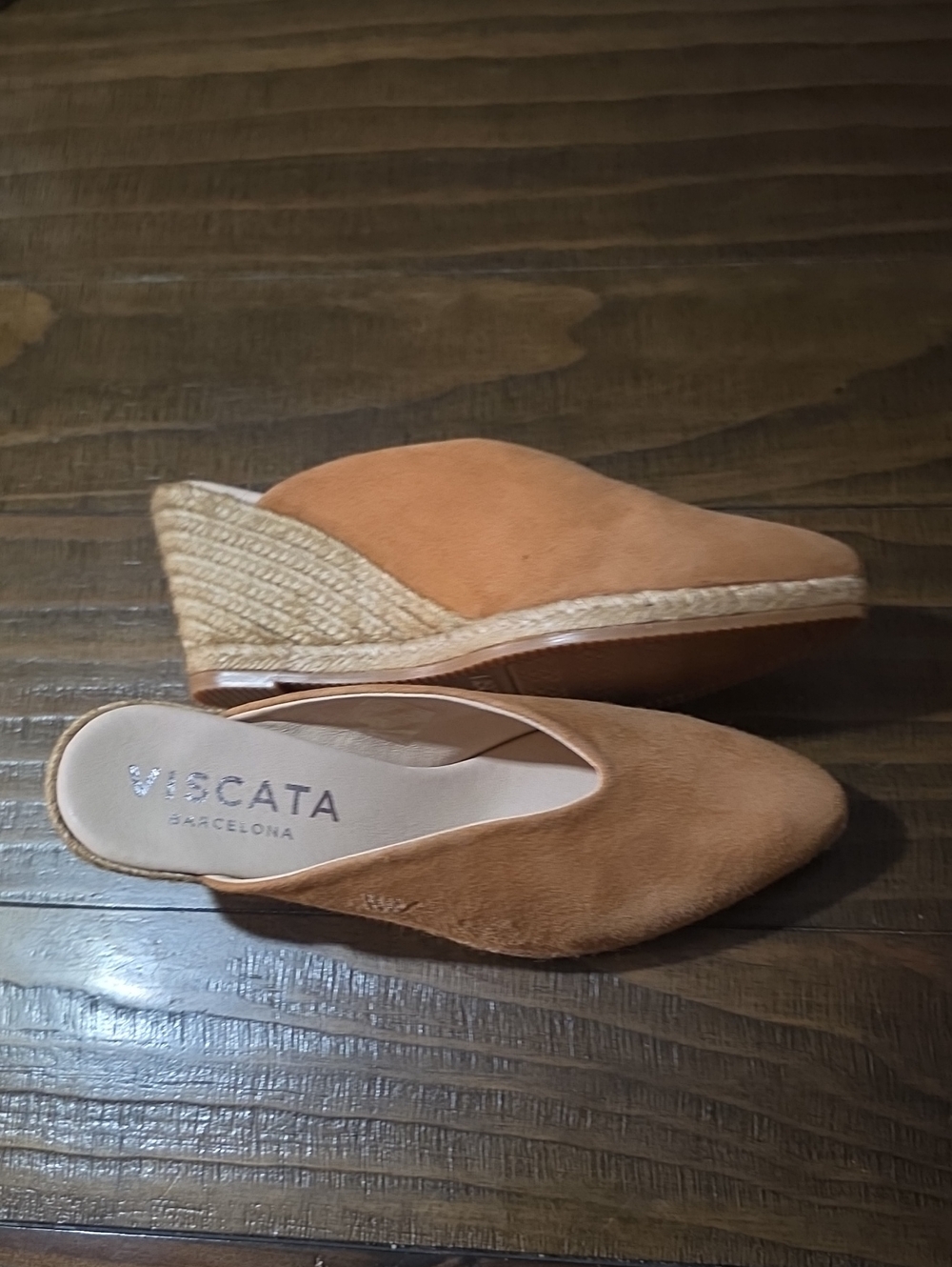 VISCATA Barcelona Tan Suede Espadrille Wedge Mules